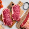 Organic New York Strip Steak fresh grass-fed meat