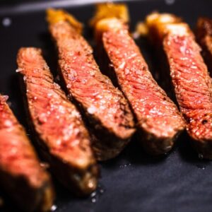 Organic New York Strip Steak fresh grass-fed meat